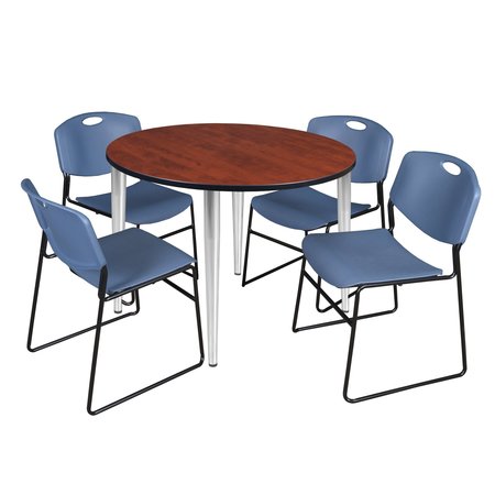 REGENCY Kahlo Round Table & Chair Sets, 48 W, 48 L, 29 H, Wood, Metal, Polypropylene Top, Cherry TPL48RNDCHCM44BE